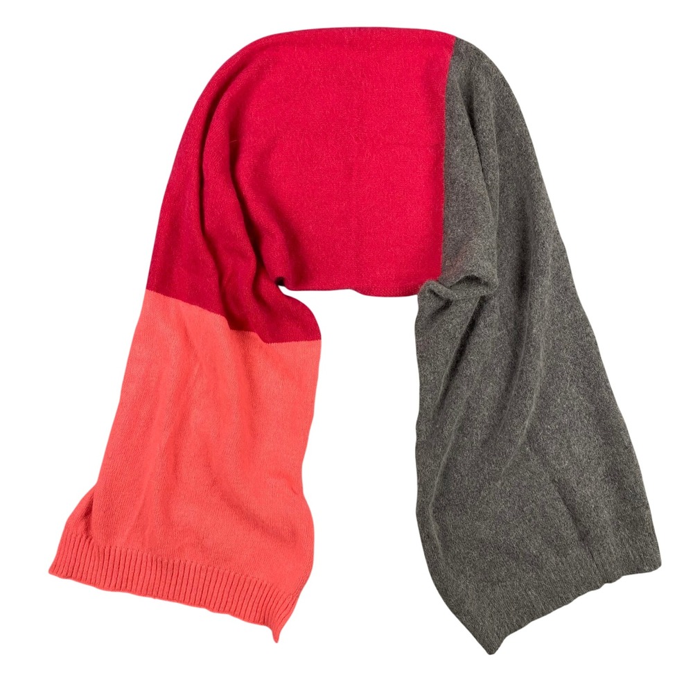 Gap Colorblock Scarf Women One Size‎ Rabbit Hair Wool Blend Pink Gray Coral